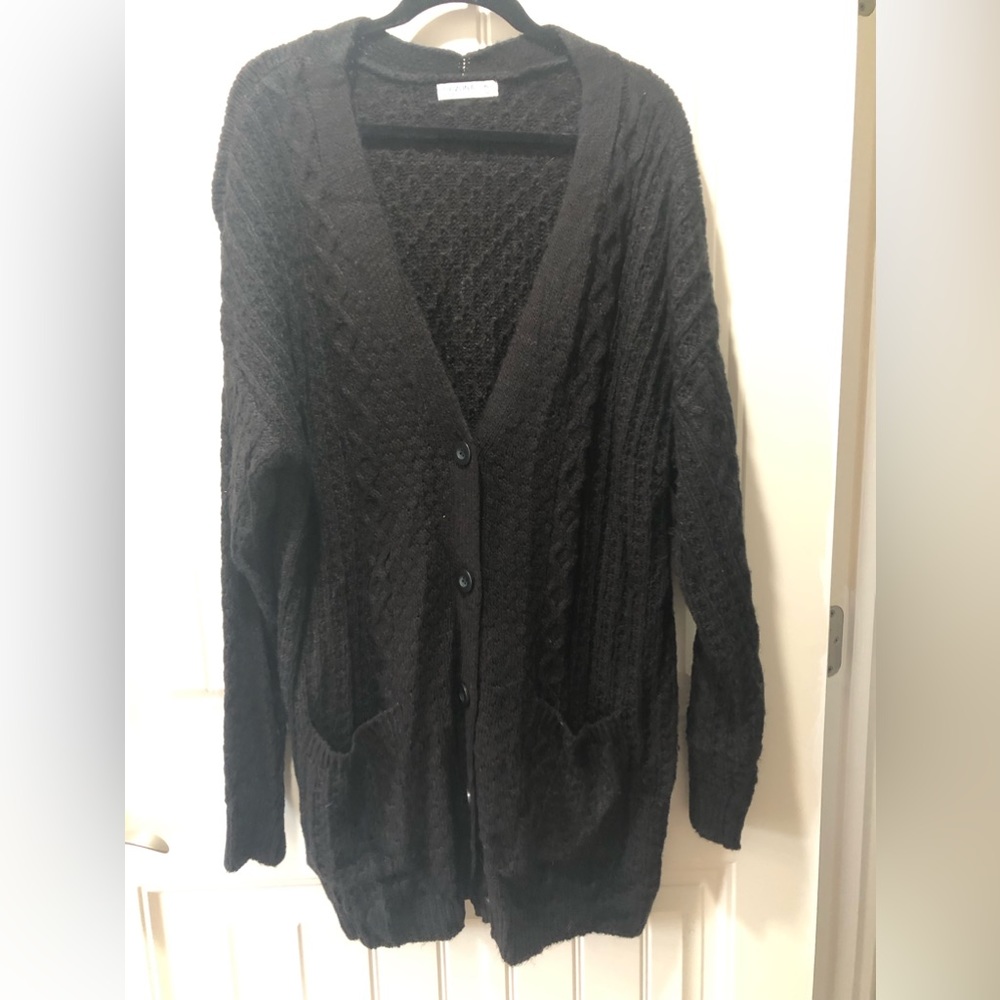 Black cable knit cardigan